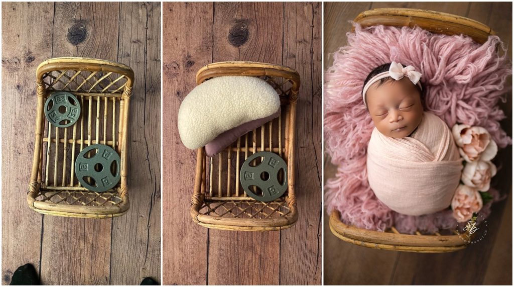 Newborn Photography Session Safety - Securing props with weights